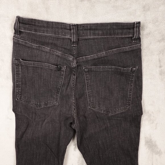 Free People jeans high rise flare women's 27 black denim button fly raw hems - Picture 10 of 11